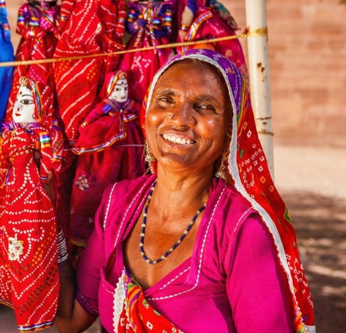 Woman selling puppets, Jodhpur, India