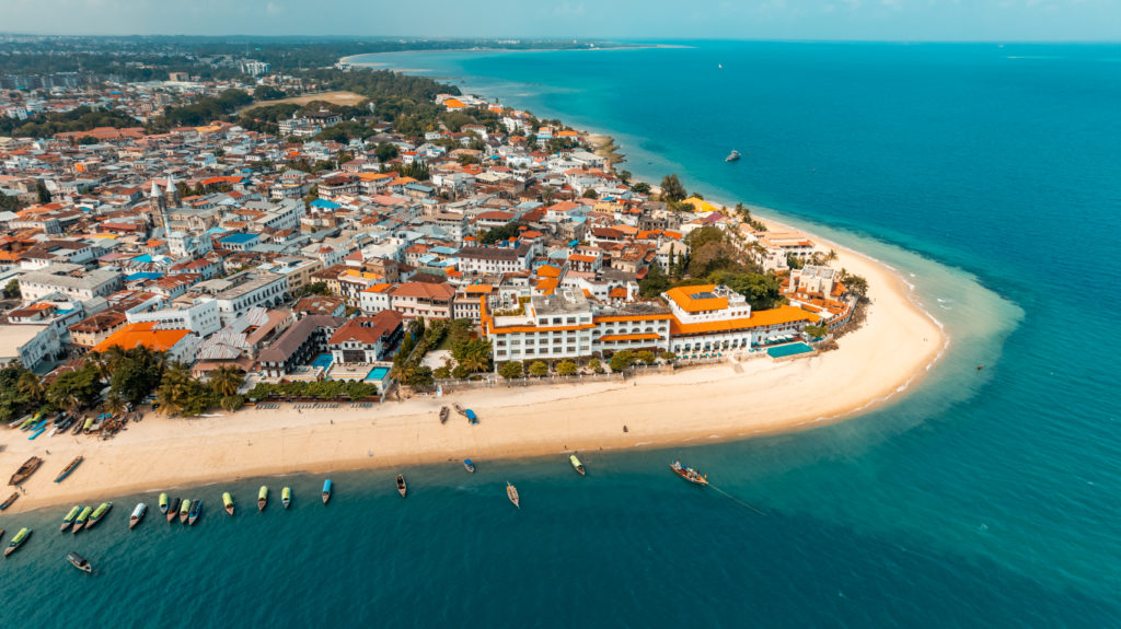 Aerial view of Zanzibar Island in Tanzania