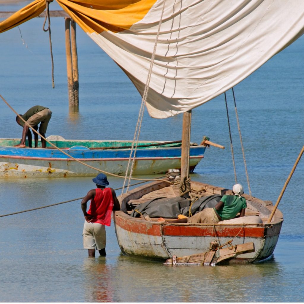 Fisherman and their boats, Mozambique